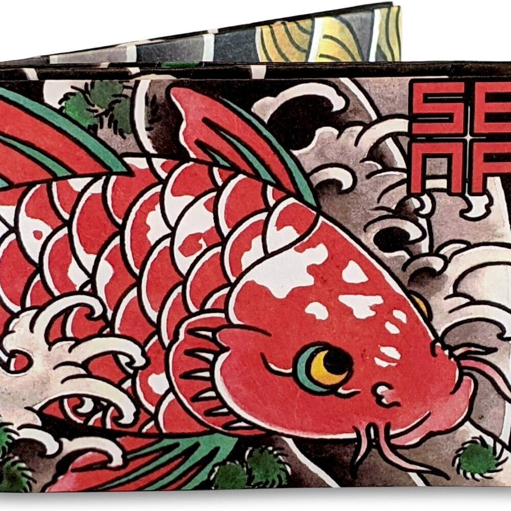 Koi Tattoo Paper Wallet Tyvek Slim Card Holder Unisex Cartoon Style